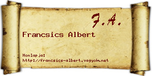 Francsics Albert névjegykártya